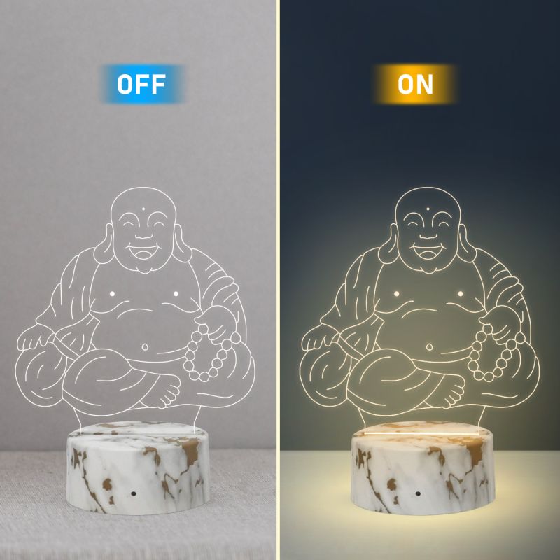 3D Laughing Buddha Led Night lamp with Warm White Color Home Decor Lamp